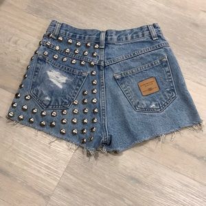 Vintage, hand studded, denim bootie shorts